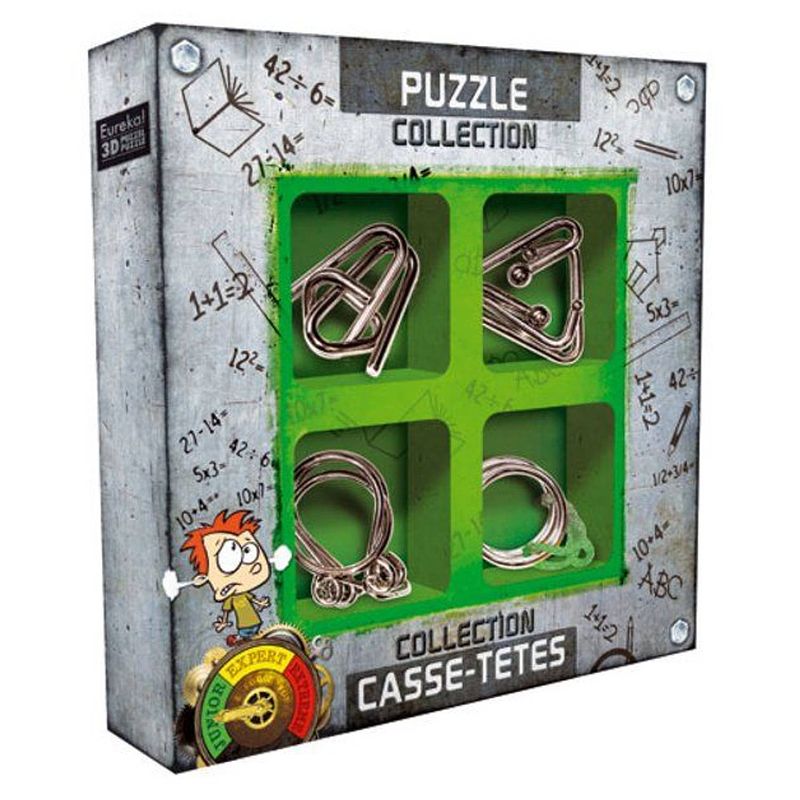 Foto van Eureka 3d puzzle breinbrekerset junior metal 4-delig groen