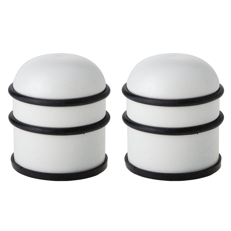 Foto van 2x stuks deurstoppers rond metaal/rubber 7 cm - deurstoppers