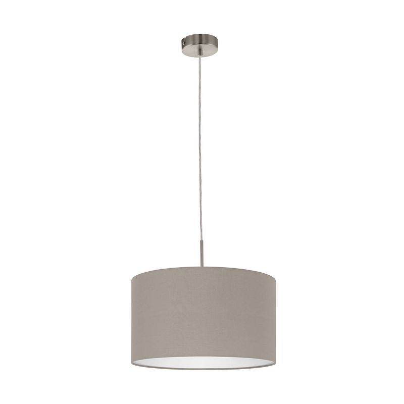 Foto van Eglo pasteri - hanglamp - 1 lichts - ø38cm - nikkel-mat - taupe