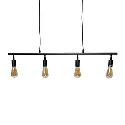 Foto van Industriële hanglamp glenn 4-lichts zwart metaal