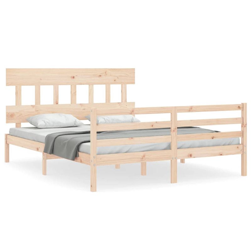 Foto van The living store bed grenenhouten - 205.5 x 155.5 x 81 cm - multiplex lattenbodem - king size - onbehandeld