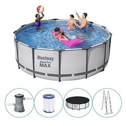 Foto van Bestway - steel pro max - opzetzwembad inclusief filterpomp en accessoires - 396x122 cm - rond