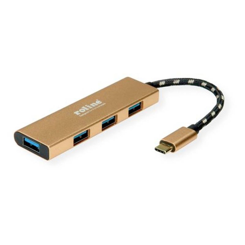 Foto van Roline 14025049 usb 3.1 gen 1-hub 4 poorten goud