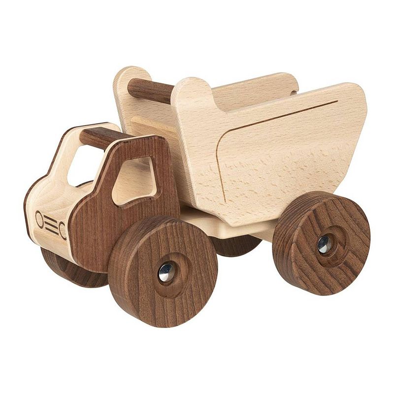 Foto van Goki kiepwagen junior 27 x 16 x 8 cm hout bruin/naturel