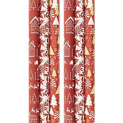 Foto van Assortiment rood en wit luxe kerstpapier inpakpapier cadeaupapier - 200 x 70 cm - 6 rollen