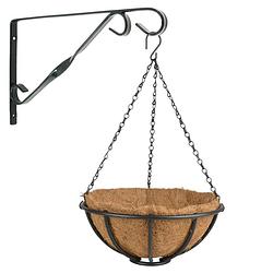 Foto van Hanging basket 30 cm met muurhaak - metaal - complete hangmand set - plantenbakken