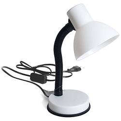 Foto van Bureaulamp wit/zwart 16 x 12 x 30 cm flexibele lamp verlichting - bureaulampen