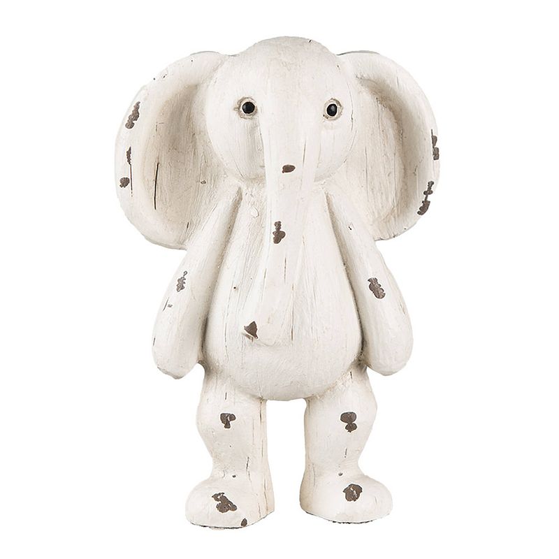 Foto van Clayre & eef beeld olifant 5x4x10 cm beige bruin kunststof woonaccessoires beeld decoratie decoratieve accessoires