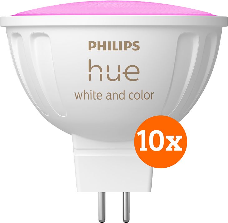 Foto van Philips hue spot white and color mr16 10-pack