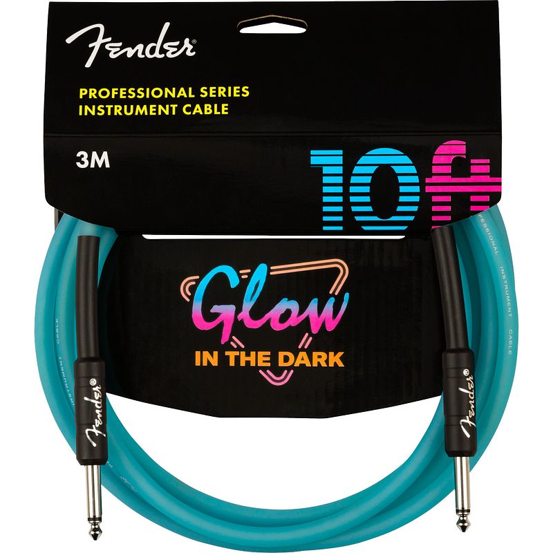 Foto van Fender professional glow in the dark jackkabel 6.35 mm recht blauw 3 meter