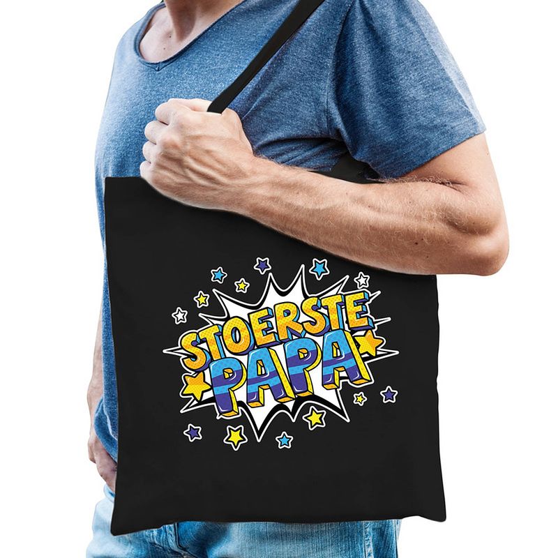 Foto van Stoerste papa tas zwart voor heren - feest boodschappentassen