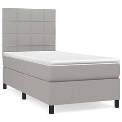 Foto van The living store boxspringbed - pocketvering - middelharde ondersteuning - 193x90x118/128 cm - lichtgrijs - inclusief