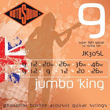 Foto van Rotosound jk30sl jumbo king akoestische gitaarsnaren .009-.046w