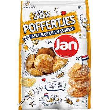 Foto van Pannenkoeken, poffertjes of pancakes 2 verpakkingen a 100810 gram m.u.v. jan poffertjes 12 stuks | jan poffertjes met boter en suiker 335g aanbieding bij jumbo