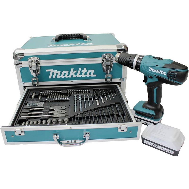 Foto van Makita makita 2 snelheden-accu-klopboor/schroefmachine incl. 2 accus, incl. koffer, incl. accessoires