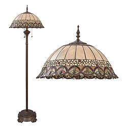 Foto van Haes deco - tiffany vloerlamp beige, bruin ø 50x165 cm e27/max 3x60w