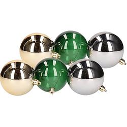 Foto van 12-delige kerstballen set goud/zilver/groen 7 cm - kerstbal