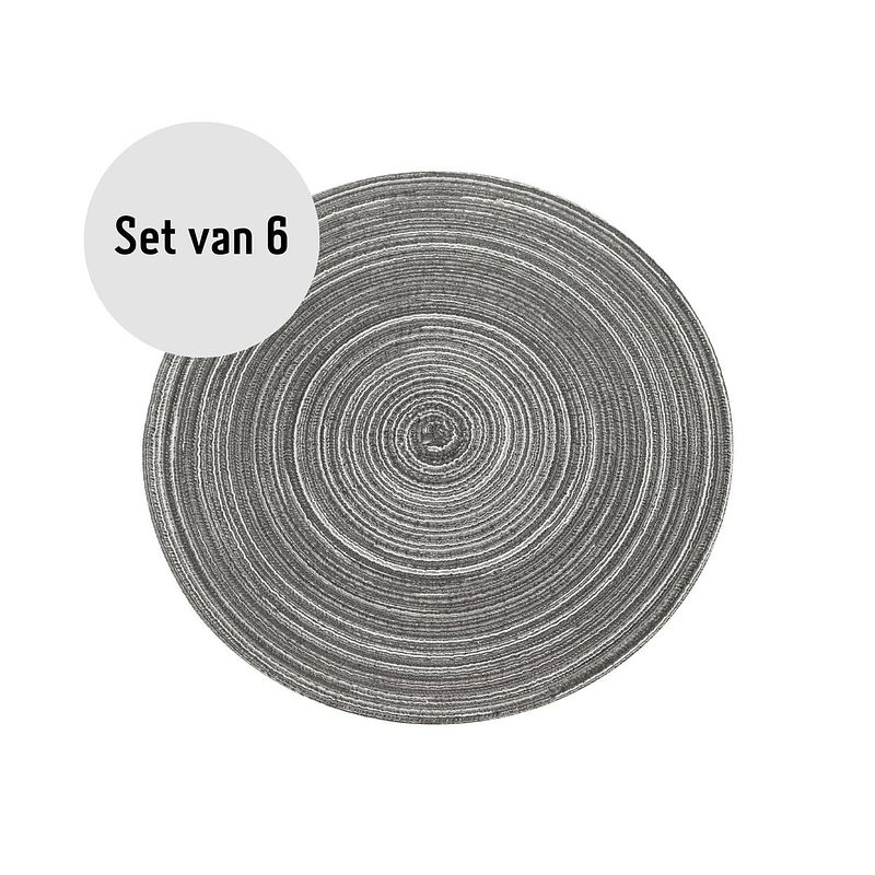 Foto van Krumble placemat rond - zilver/grijs - set van 6