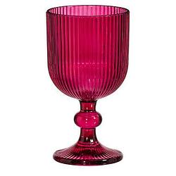 Foto van Wijnglas ribbel - roze - 250 ml - leen bakker