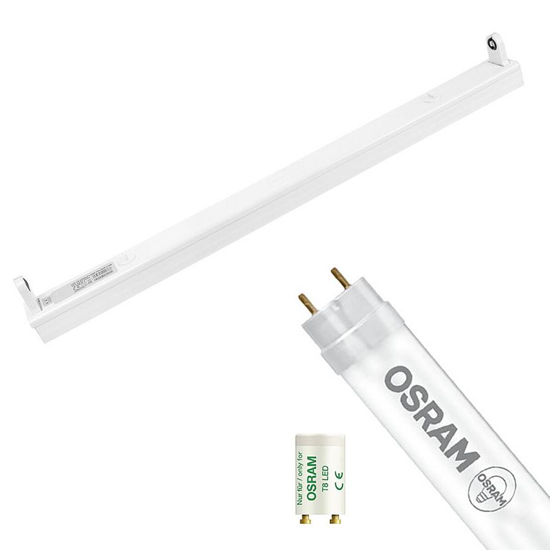 Foto van Led tl armatuur met t8 buis - osram substitube value em 830 - aigi dybolo - 60cm enkel - 7.6w - warm wit 3000k