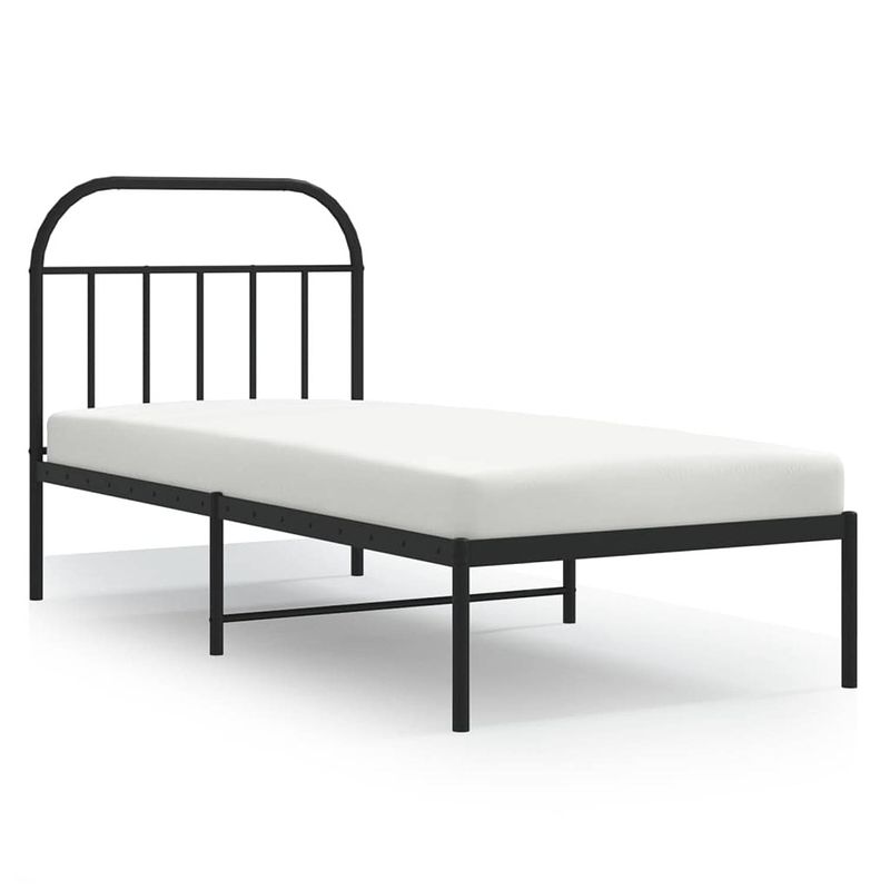 Foto van Vidaxl bedframe met hoofdbord metaal zwart 90x190 cm