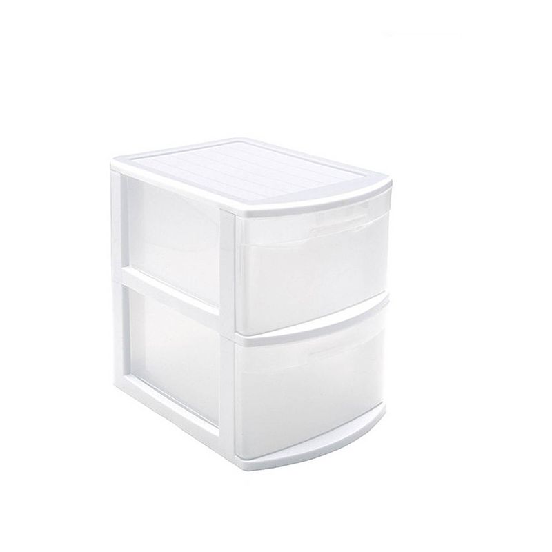 Foto van Witte/transparante ladeblok/bureau organizers met 2 lades 39 x 29 x 40 cm - ladeblok