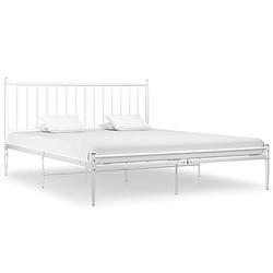 Foto van The living store bedframe - tweepersoons - metaal - wit - 208x206x97.5 cm - montage vereist