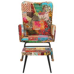 Foto van Infiori schommelstoel met voetenbank patchwork canvas meerkleurig