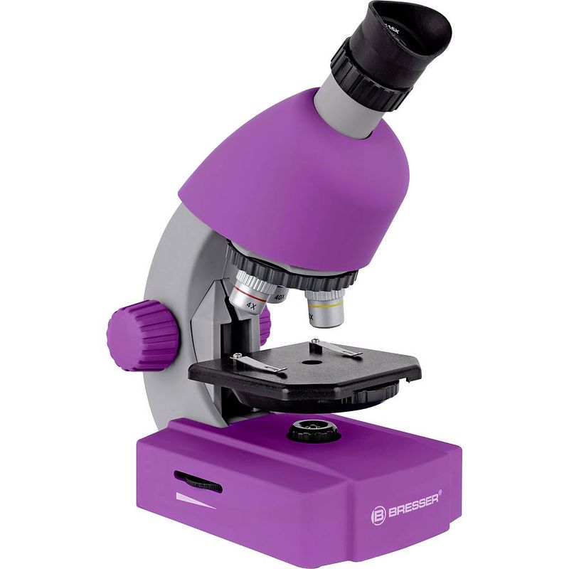 Foto van Bresser optik violet kindermicroscoop monoculair 640 x doorvallend licht