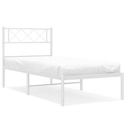 Foto van Vidaxl bedframe met hoofdbord metaal wit 100x200 cm