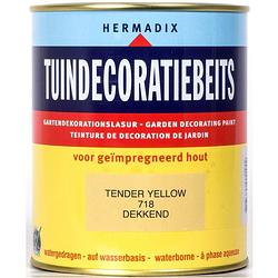 Foto van Hermadix - tuindecoratiebeits 718 tender yellow 750 ml