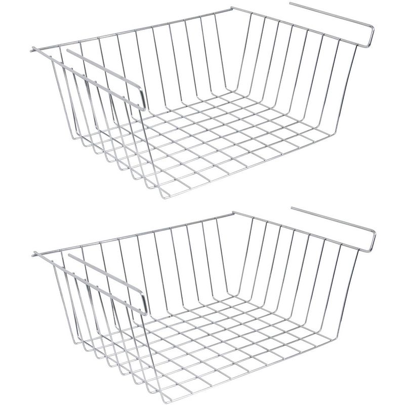 Foto van Msv kastmandje - 4x - opberg/hang mandjes - rvs - zilver - 30 x 24 x 13.5 cm - opbergmanden