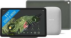 Foto van Google pixel tablet 256gb wifi grijs + pixel tablet back cover grijs + nest audio chalk