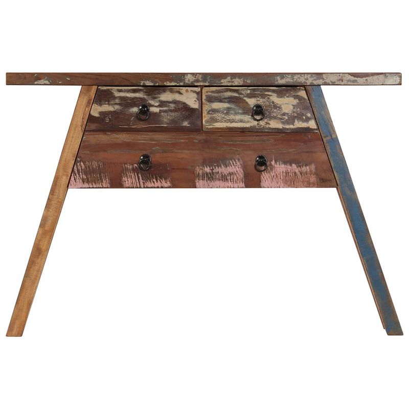 Foto van The living store houten wandtafel - antieke stijl - gerecycled hout - 110 x 30 x 75 cm