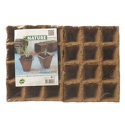 Foto van Turfpottrays h5x4x4cm set a 12 trays van 12 stuks nature