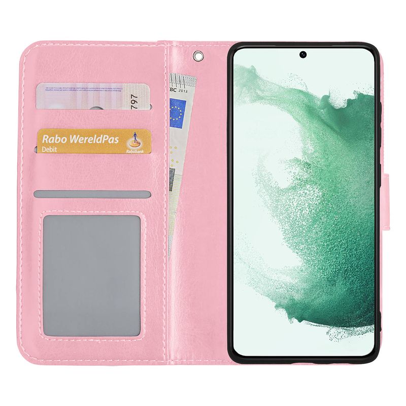 Foto van Basey samsung galaxy s22+ hoesje book case kunstleer cover hoes - lichtroze