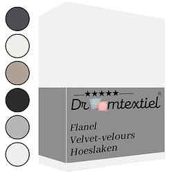 Foto van Droomtextiel zachte flanel velvet velours hoeslaken wit lits-jumeaux 160x200 cm - hoogwaardige kwaliteit - super zacht