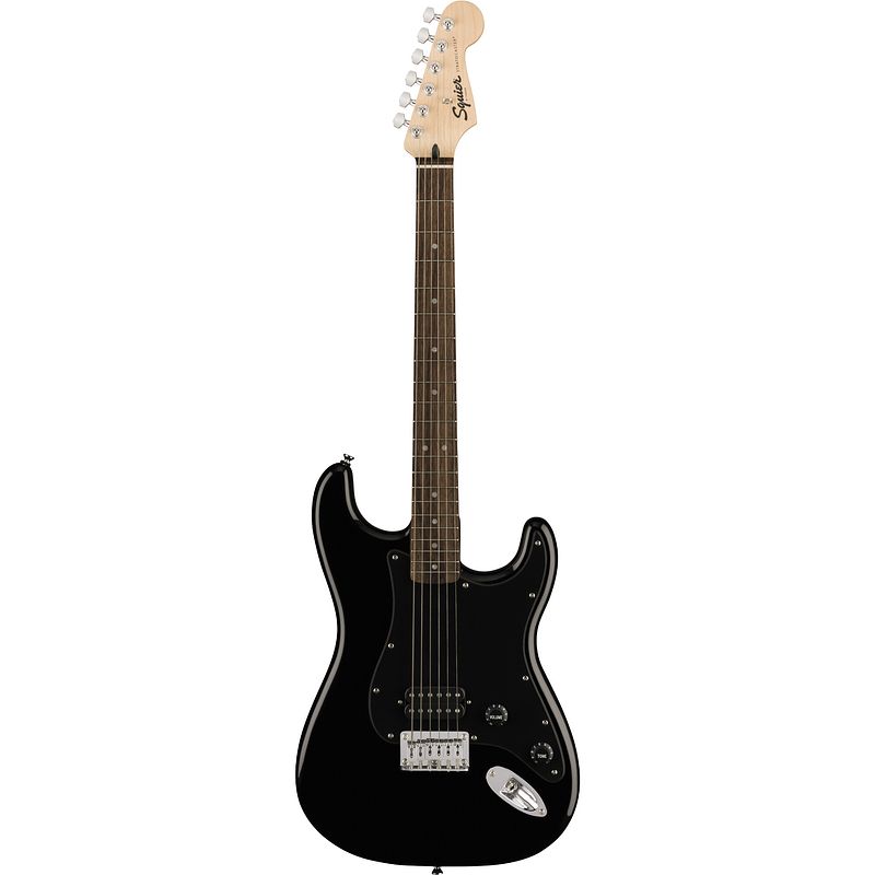 Foto van Squier sonic stratocaster ht h il black elektrische gitaar met vaste brug