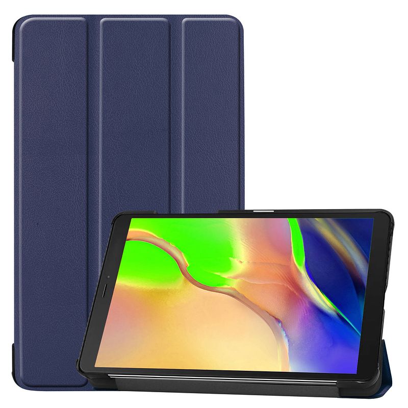 Foto van Basey samsung galaxy tab a 8.0 (2019) hoesje kunstleer hoes case cover samsung galaxy tab a 8.0 (2019)-donkerblauw