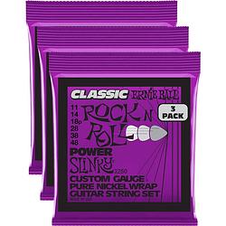 Foto van Ernie ball 3250 power slinky classic rock 'n roll 11-48 snaren voor elektrische gitaar (3 sets)