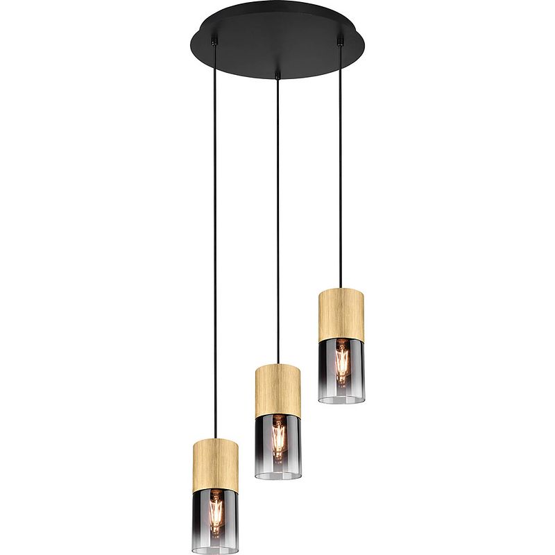 Foto van Led hanglamp - trion roba - e27 fitting - 3-lichts - rond - mat goud - aluminium