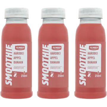 Foto van Jumbo verse smoothie aardbei, appel & banaan 3 x 250ml