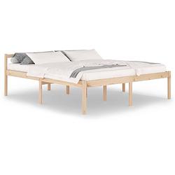 Foto van The living store bedframe king size - massief grenenhout - 205.5 x 185.5 x 70.5 cm - onbehandeld