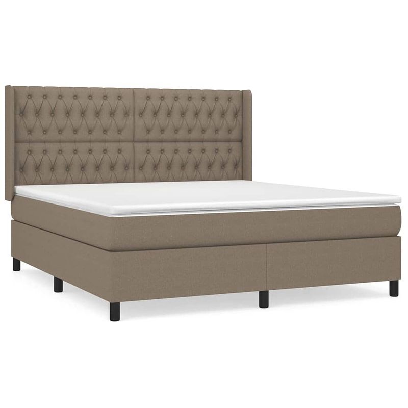 Foto van The living store boxspringbed taupe - pocketvering - 203 x 183 cm - duurzaam - verstelbaar hoofdbord - middelharde