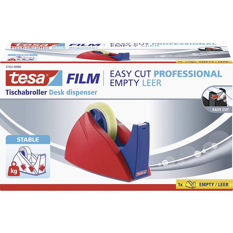 Foto van Tesa easy cut® professional 57422-00000-03 plakbandhouder tesa easy cut rood, blauw 1 stuk(s)