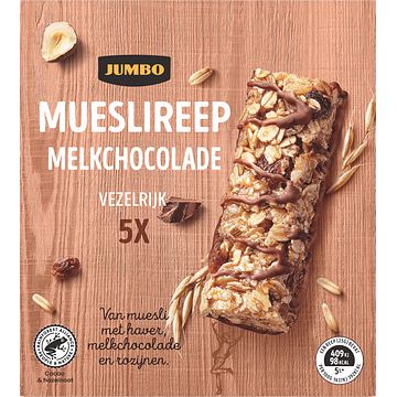 Foto van Jumbo mueslireep melkchocolade 5 stuks