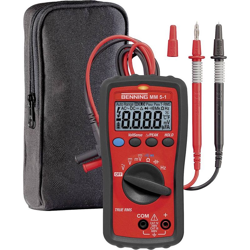 Foto van Benning 044070 multimeter digitaal cat iii 600 v, cat iv 300 v weergave (counts): 6000