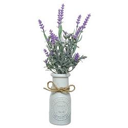 Foto van Lavendel kunstplant - in witte pot - lila paars - h32 cm - lavandula - kunstplanten