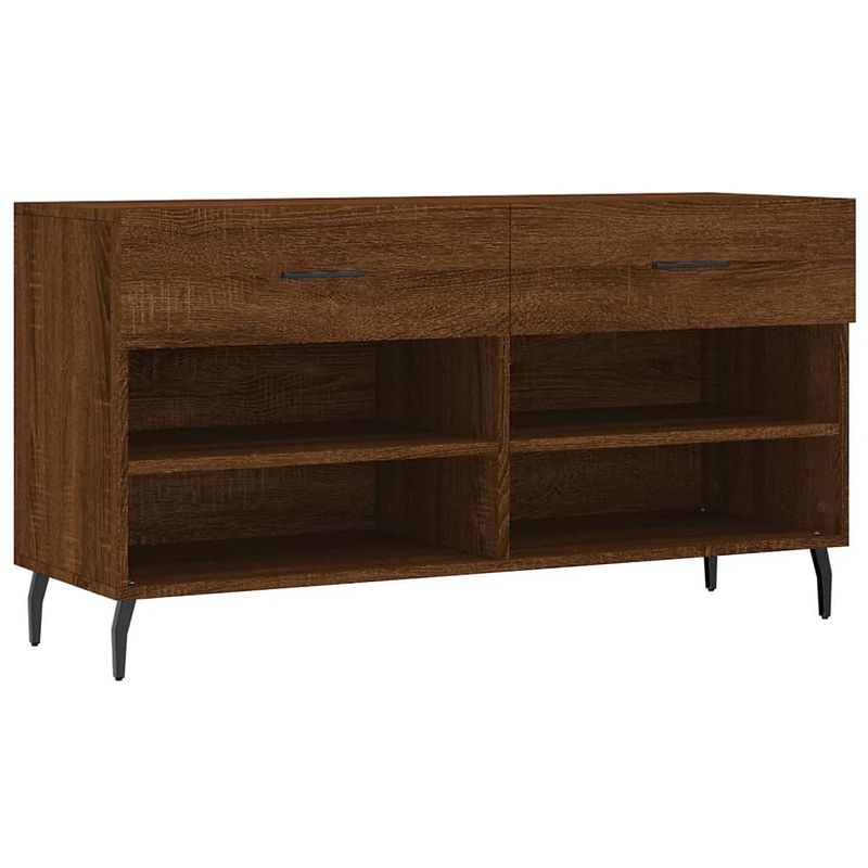 Foto van The living store schoenenbank - bewerkt hout en ijzer - 102 x 35 x 55 cm - trendy en praktisch