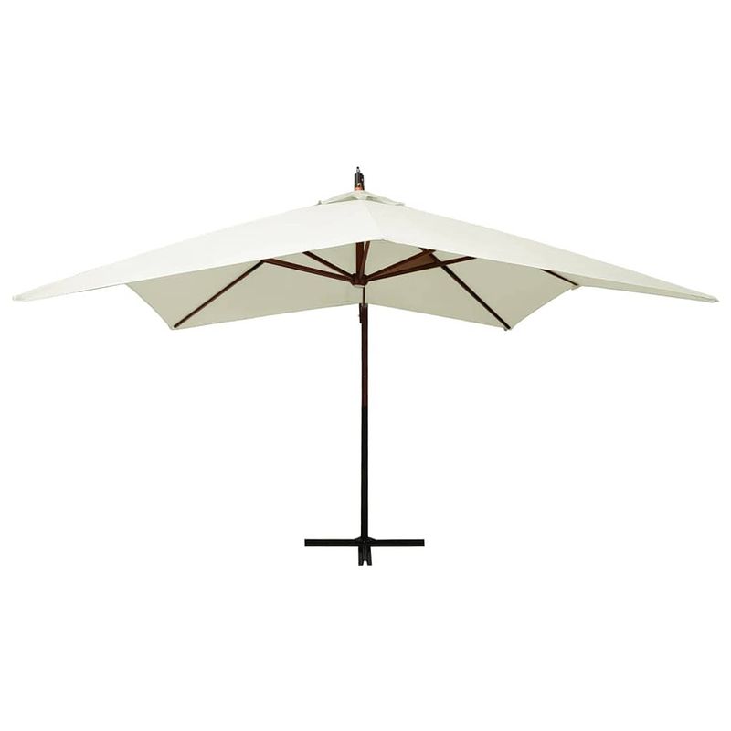 Foto van The living store zweefparasol - zandwit - 300 x 280 cm - uv-beschermend en waterbestendig polyester